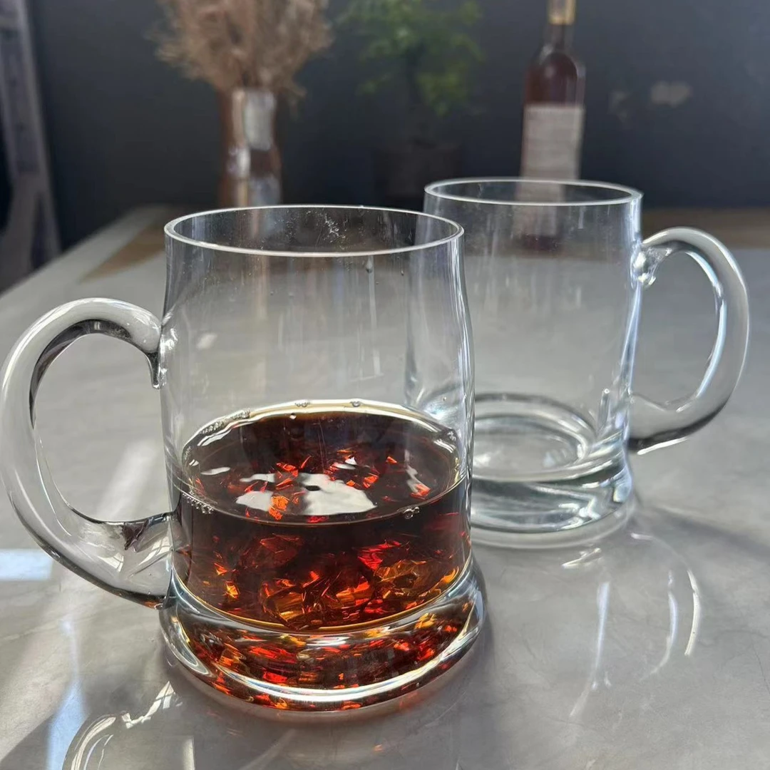 清，单耳玻璃杯透明水杯家用简约耐热绿茶杯加厚创意喝水杯