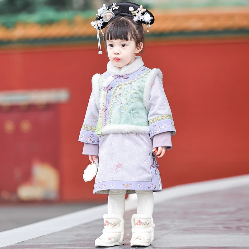 舒栗【知微】女童旗袍汉服2024新款拜年服宝宝格格装儿童国风汉服