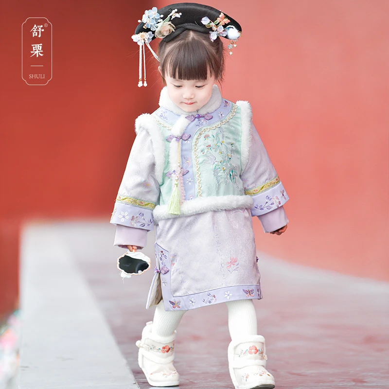 舒栗【知微】汉服女童旗袍2024新款国风拜年服宝宝格格装儿童汉服女