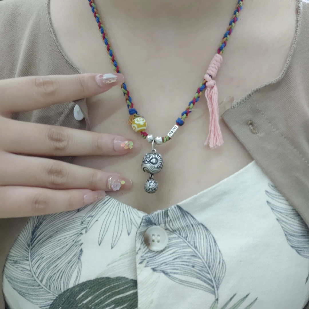 足银手链 【达摩项链#39】原创手工吊坠复古编织小众银饰品