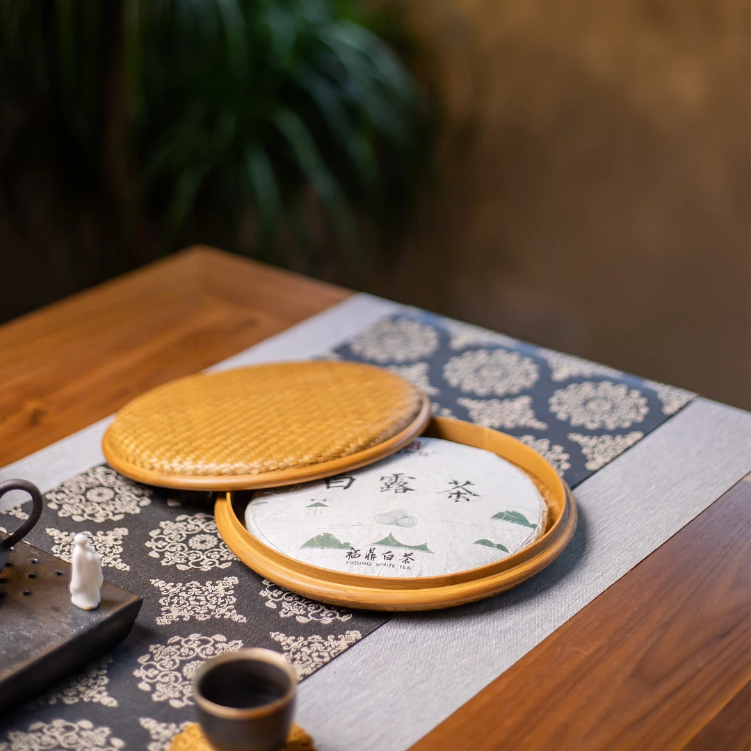 养和普洱茶饼竹编普洱茶饼盒茶叶收纳包装盒茶饼盒编织精品圆盘盒