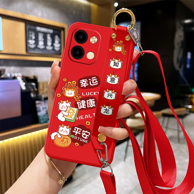 OPPOReno9手机壳9Pro+软硅胶Reno8防摔腕带支架女斜跨挂脖绳背带