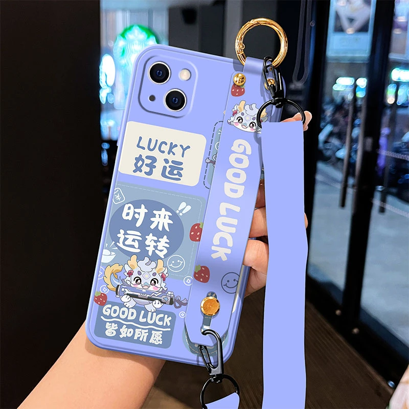 苹果13手机壳iPhone软硅胶13Pro防摔Promax腕带全包斜跨挂绳可爱