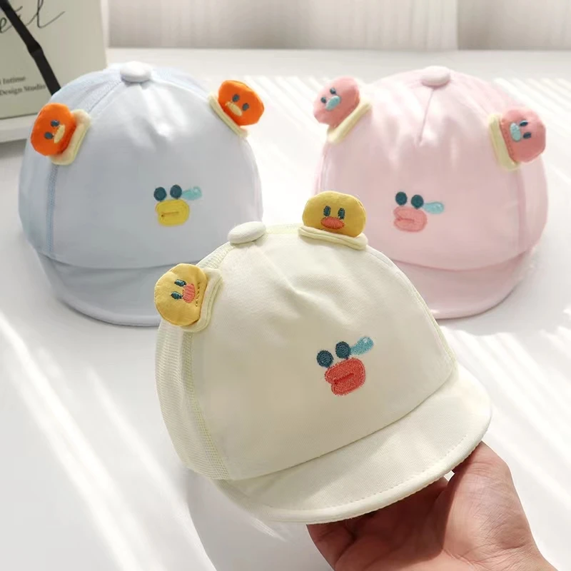婴儿帽子春秋款可爱超萌新生男女婴幼儿小月龄薄款遮阳鸭舌帽卡通