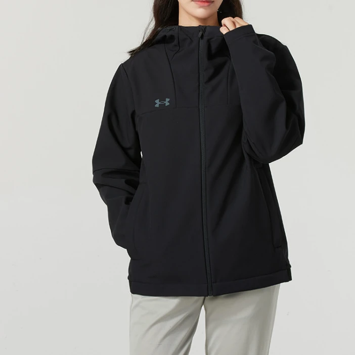 UA安德玛外套男款秋冬户外运动加绒保暖防风连帽软壳防泼水冲锋衣