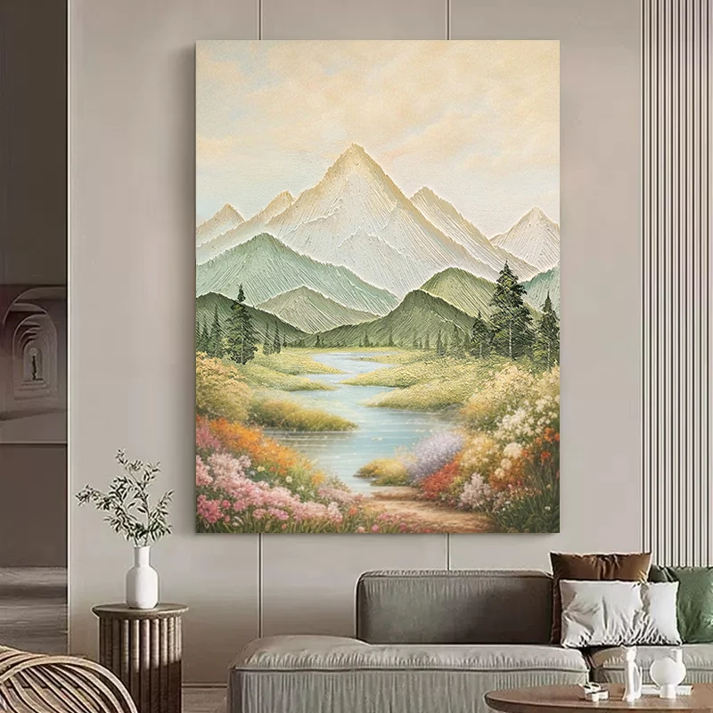 【青山】纯手工手绘油画客厅沙发背景画现代简约抽象肌理入户玄关画