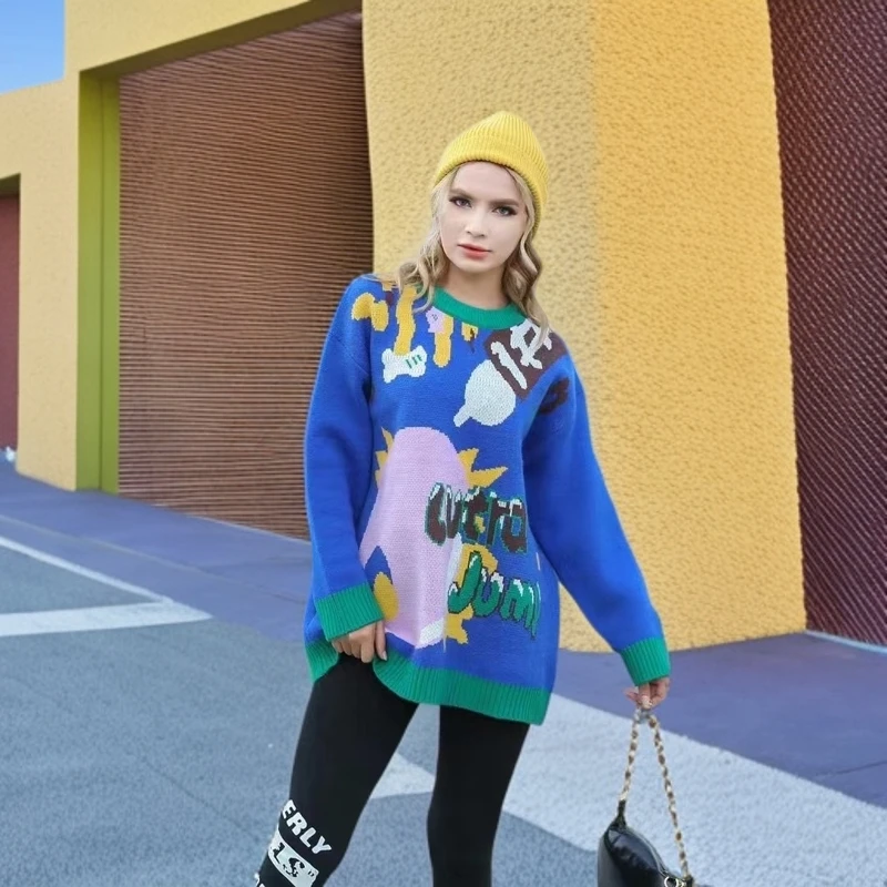 潮牌时尚宽松套头针织毛衣