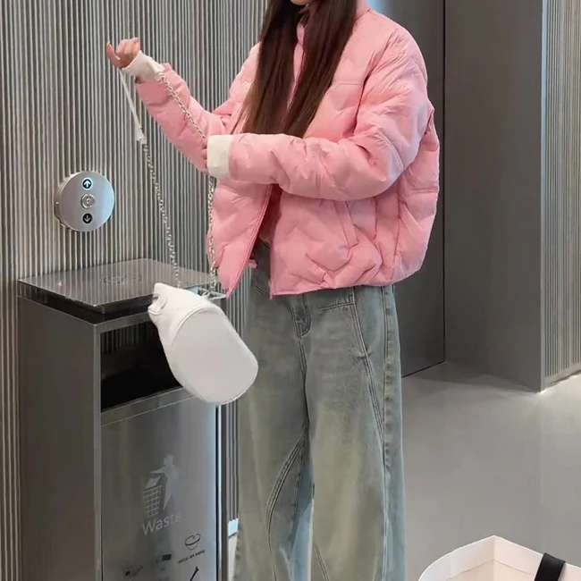 韩版气质小个子羽绒棉服外套装冬季新款时尚轻薄立领宽松休闲上衣