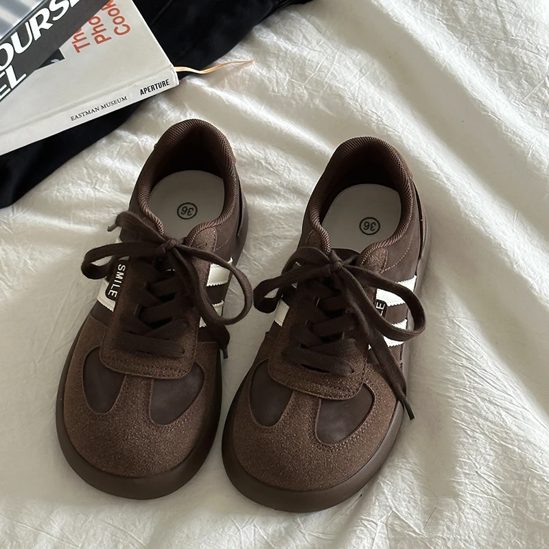 秋冬复古美式德训鞋女平底百搭小众设计鞋子ins潮百搭小众板鞋