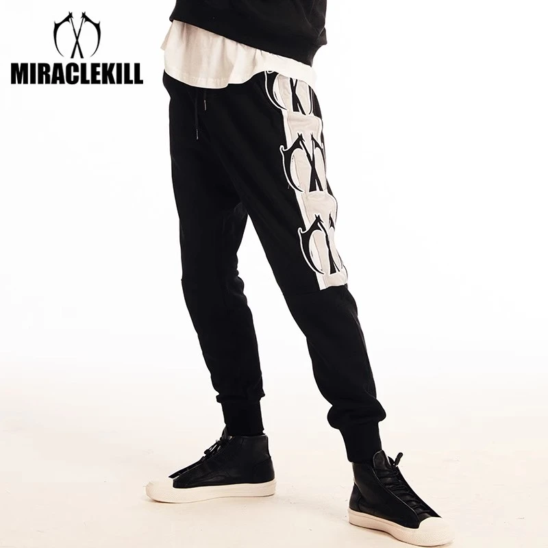 MIRACLE KILL潮牌刺绣双刀串标收脚运动休闲长裤男女