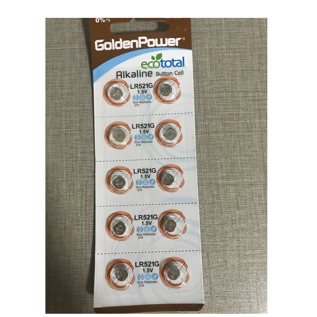 10粒GoldenPower LR521G 379 1.5V碱性电池Alkaline 0汞  包邮