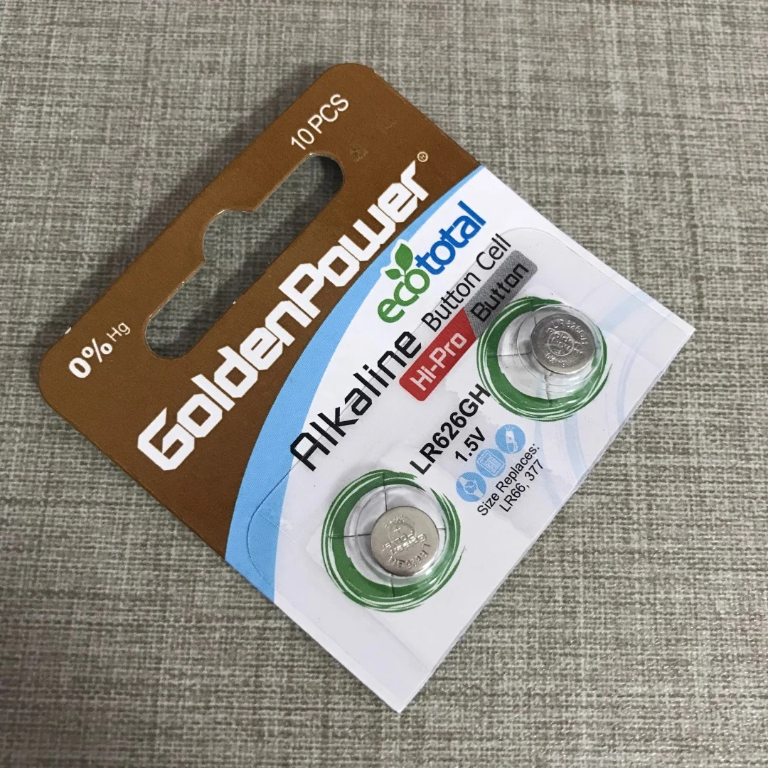 2粒Goldenpower LR626 LR626GH LR66 377 1.5v碱性电池 0汞 包邮