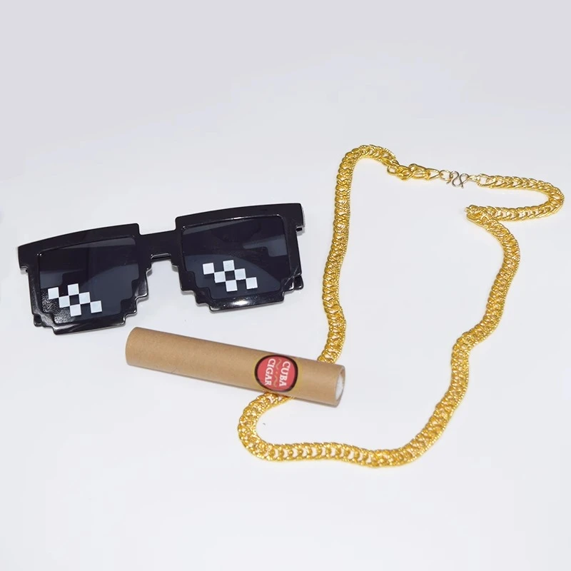 直播间道具搞笑创意留人pk墨镜男女主播马赛克像素金链大哥眼镜