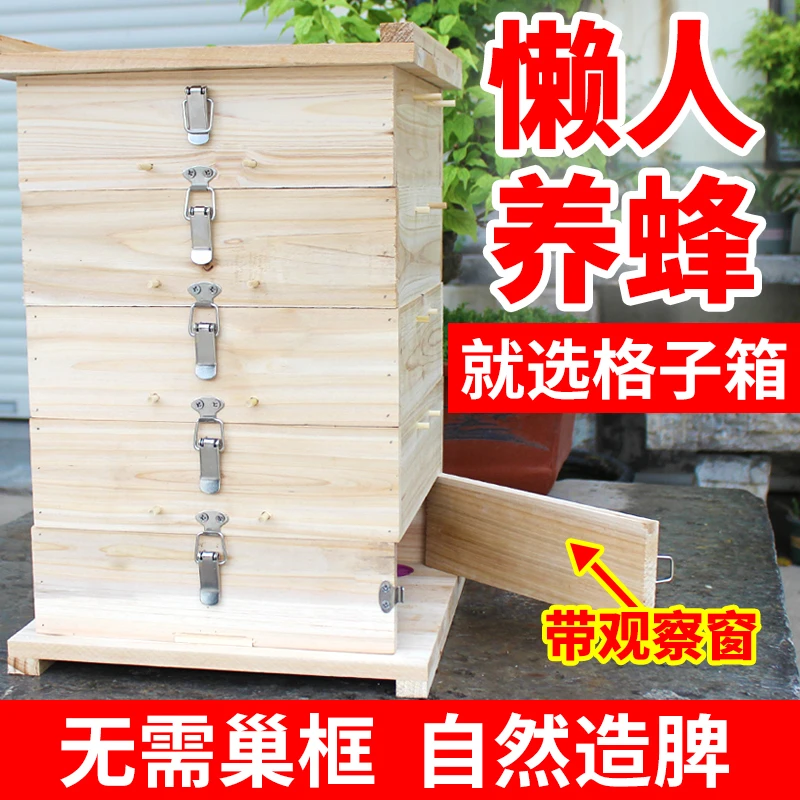 中蜂格子蜂箱杉木全套烘干土蜂箱五层方格蜜蜂箱懒人土蜂箱中蜂箱