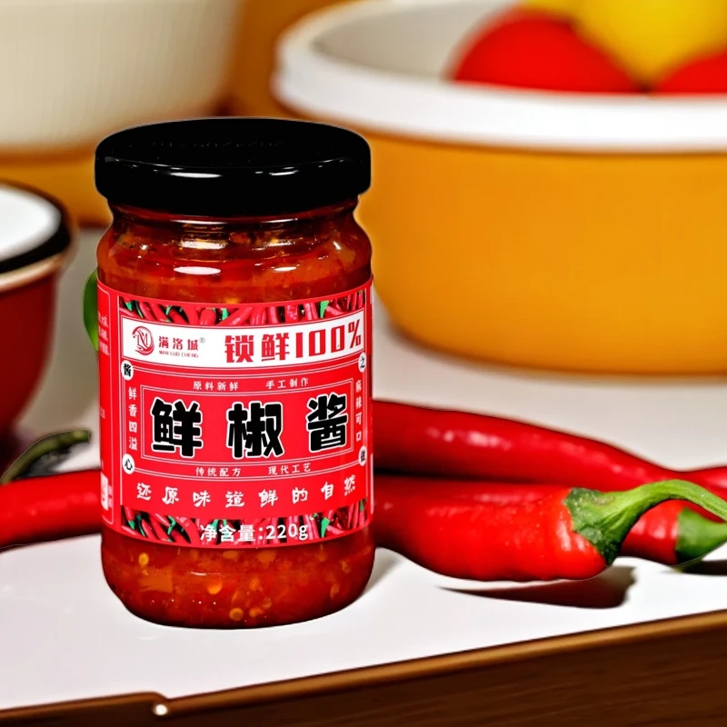 鲜椒酱鲜辣美味拌饭拌面调味烧烤蘸酱220g*3微辣添加杏鲍菇洋葱