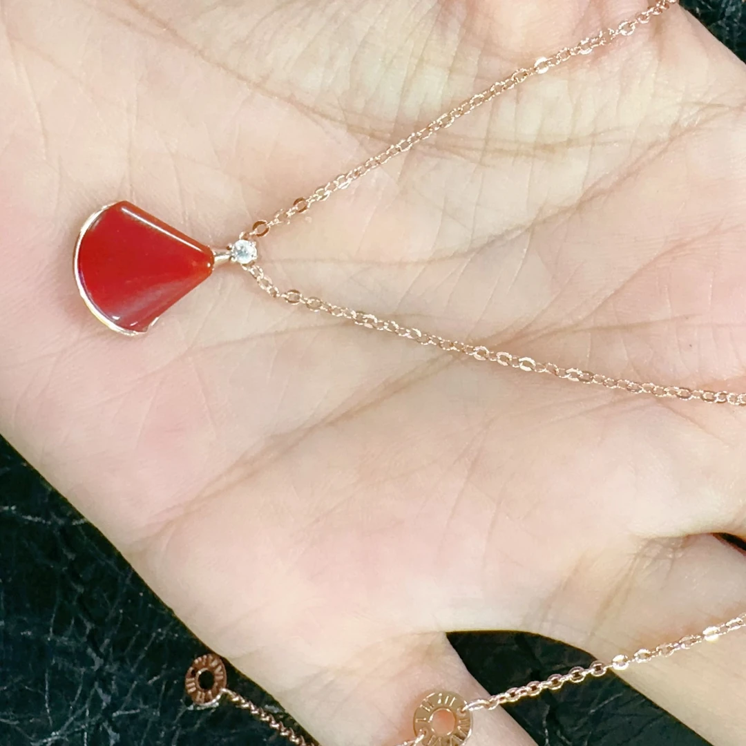 坠链均925银珐琅 经典红裙子 套链