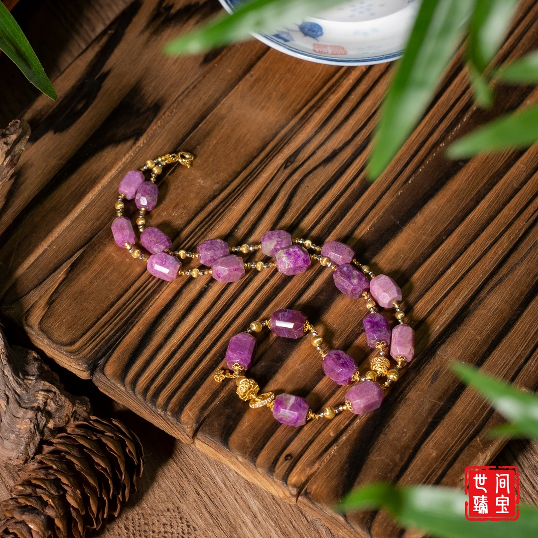 安禾丨18K金冰桃红舒俱来大切面项链/长45cm/多样性发/P3845/10