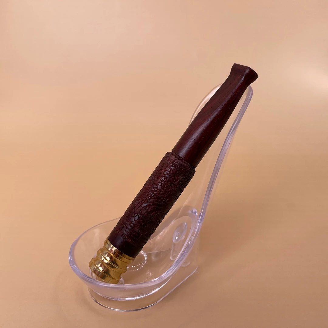 紫檀木烟过滤器中长款中粗细都可用过滤芯可替换大号手工优质双面