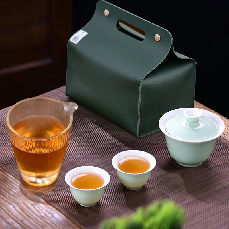 天福茗茶彼物四季盖碗茶具组旅行茶杯家用便携 盖碗150ml杯30ml