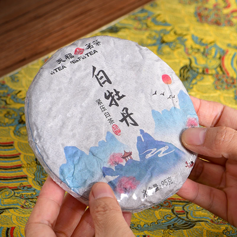 天福茗茶  福建福鼎白茶 白牡丹白茶饼茶2015年份茶饼95g传统工艺