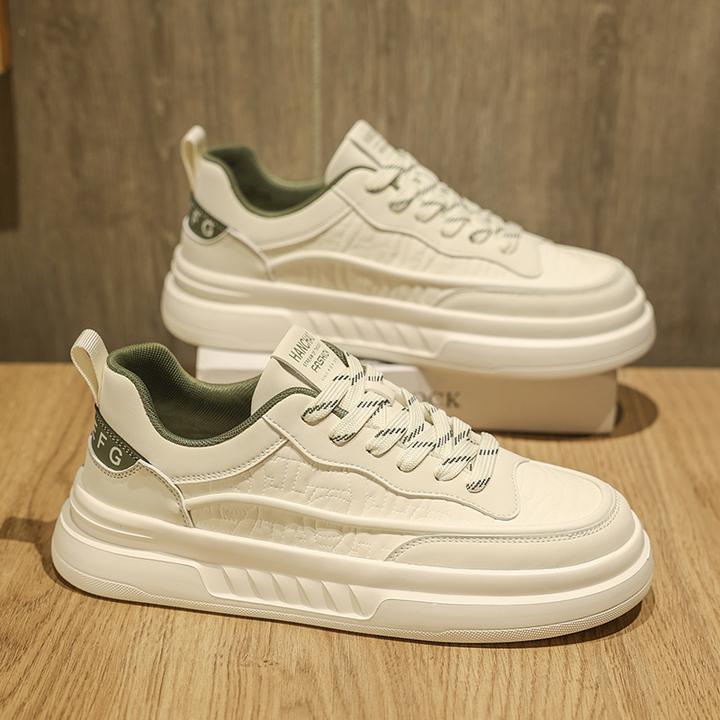 2024秋季韩版厚底休闲男時尚小白鞋男百搭運動男鞋青春潮流学生