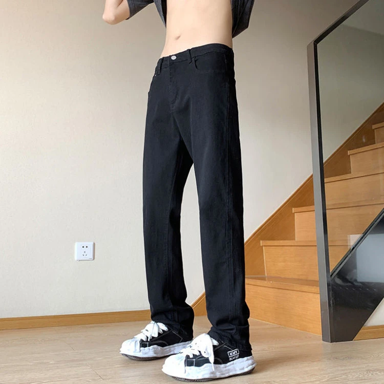 高街小黑裤vibe男生裤子百搭牛仔裤男款潮牌爆款弹力休闲直筒裤子