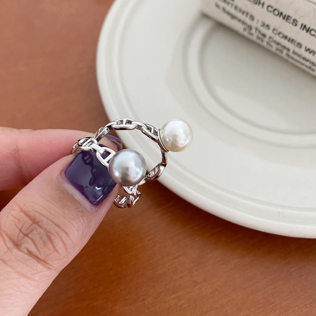 925银戒指 猪鼻子戒指单珠时尚个性食指环戒指百搭气质设计感小众