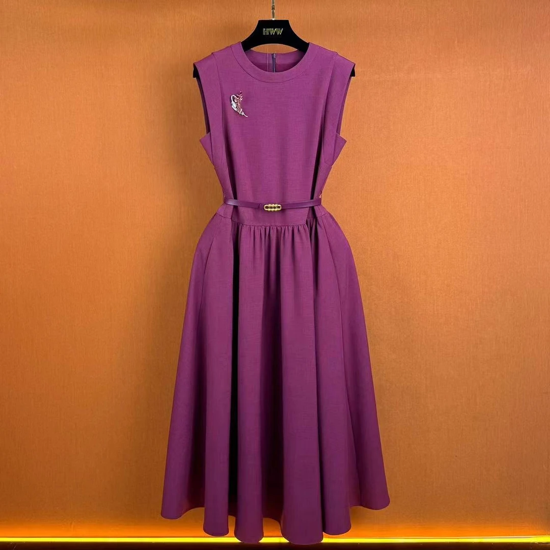 【鸢尾雍容】HWW轻奢设计师短袖时尚优雅法式连衣裙女THYWY402200