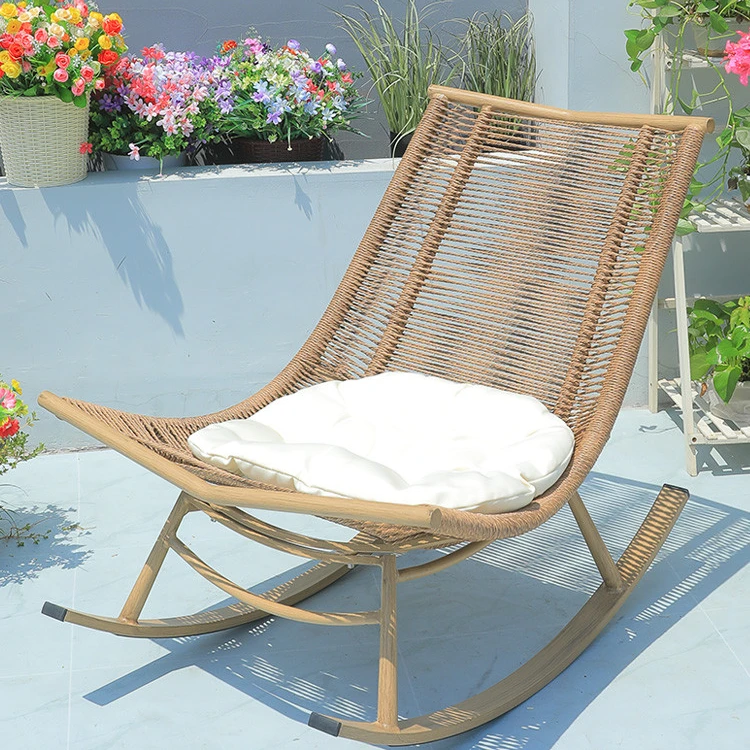 直播摇椅阳台家用摇摇椅户外庭院躺椅编藤椅子午睡椅单人靠椅藤椅