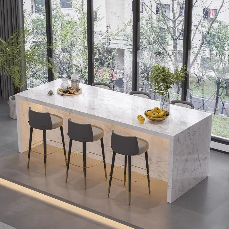 吧台桌家用阳台休闲小吧台岩板中岛台餐桌一体高级隔断小户型岛台