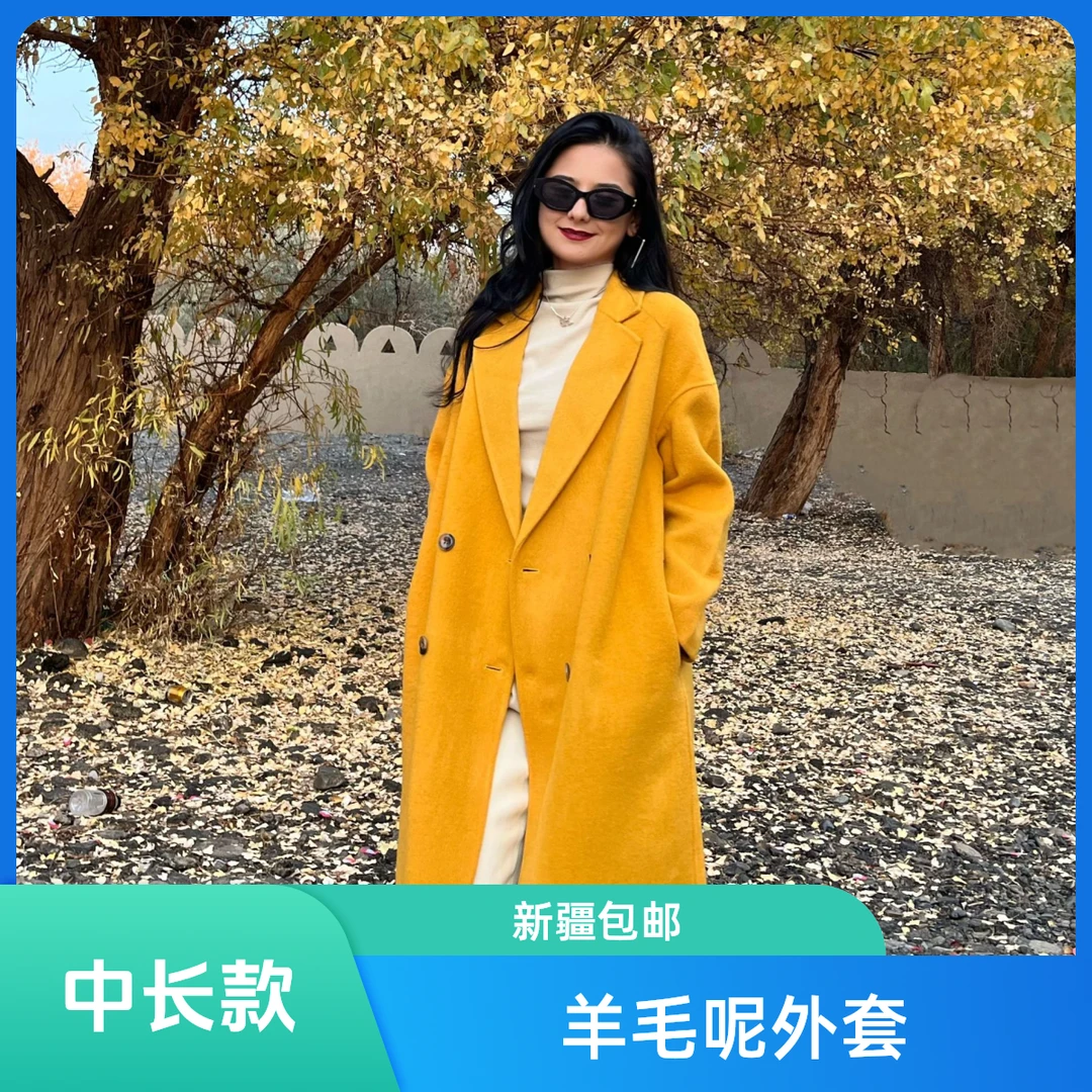 高端秋冬双面羊毛双排扣中长款时尚气质网红毛呢外套羊绒