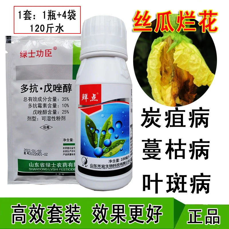 丝瓜水烂花蔓枯病炭疽病套装农药咪鲜胺异菌脲靶斑病灰叶斑病甜瓜
