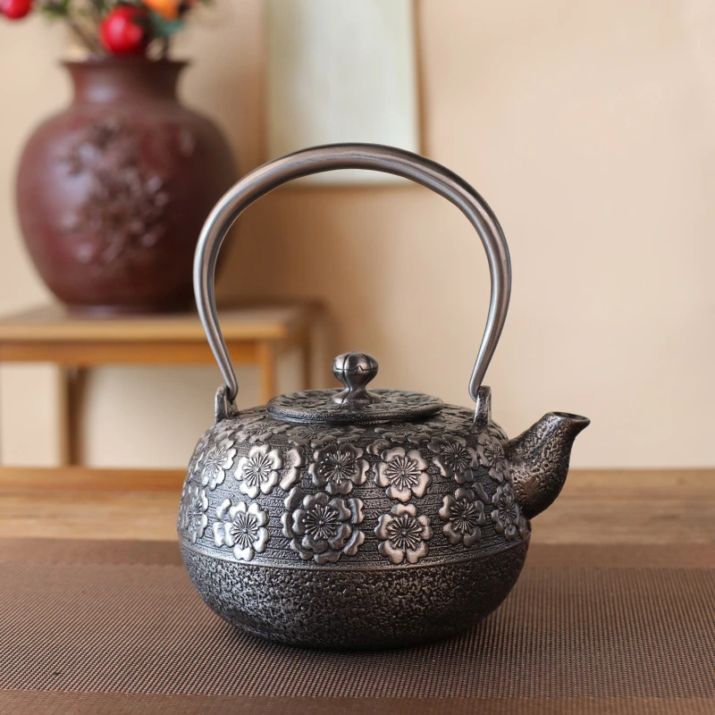 关西铁瓶砂铁壶纯手工烧水茶壶樱花铁壶樱花砂铁急须