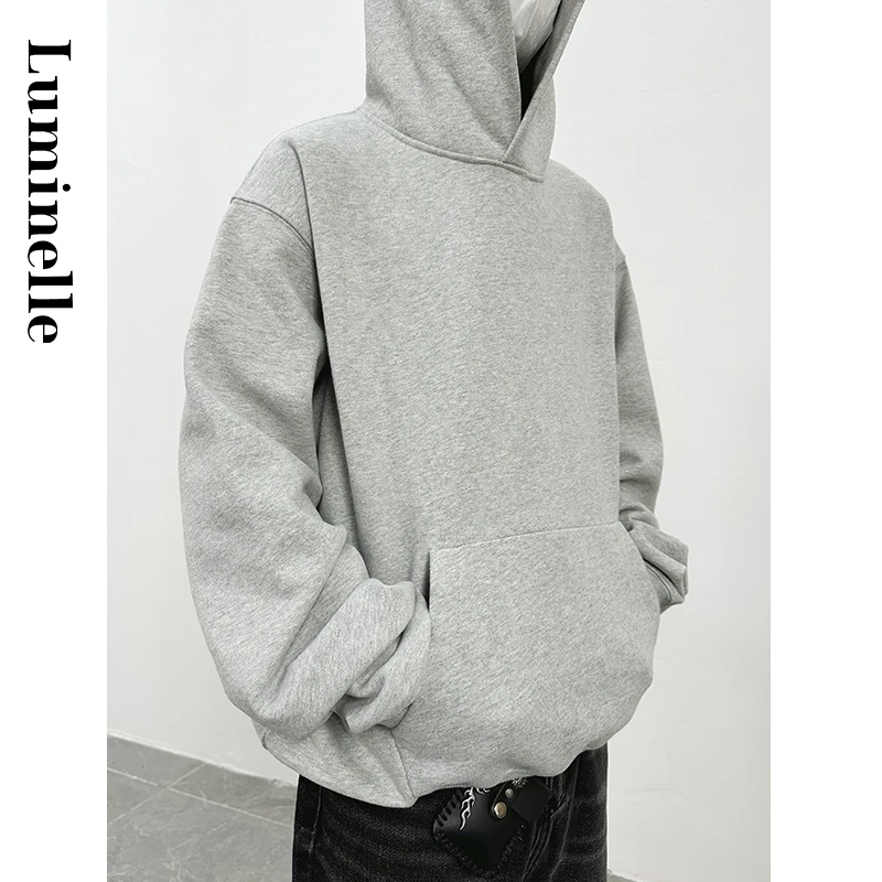 Luminelle重磅480g纯色连帽卫衣秋冬9色情侣百搭宽松休闲帽衫上衣