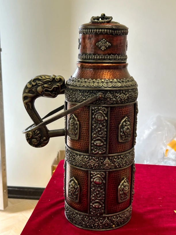 民族风手工纯铜水瓶暖瓶水壶摆件大号