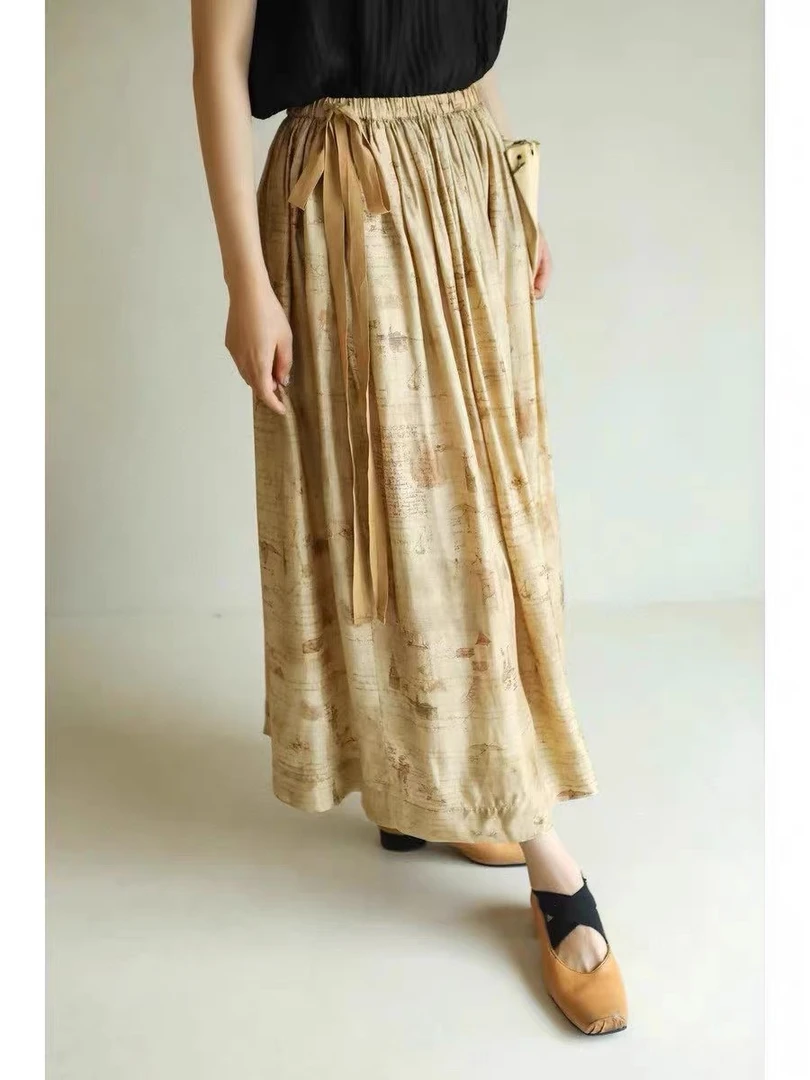 Li Wang/里望特价2024 复古达芬奇炒色印染美人系列半身裙显瘦裙