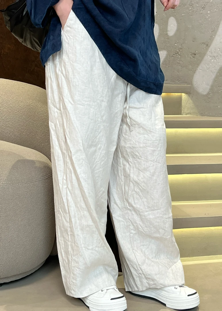 Li Wang/里望2024设计师款 白露 双层棉麻舒适 女士休闲阔腿裤