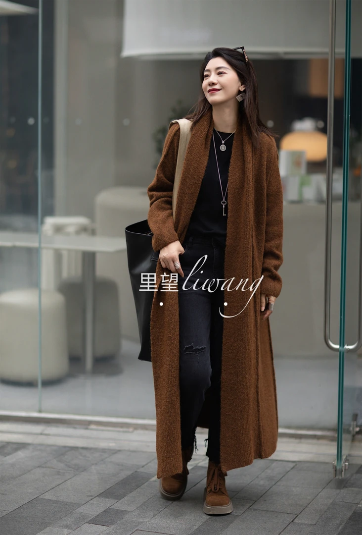 Li Wang/里望2024设计师款【浓郁复独宠秋冬低调新款气质毛衣外套