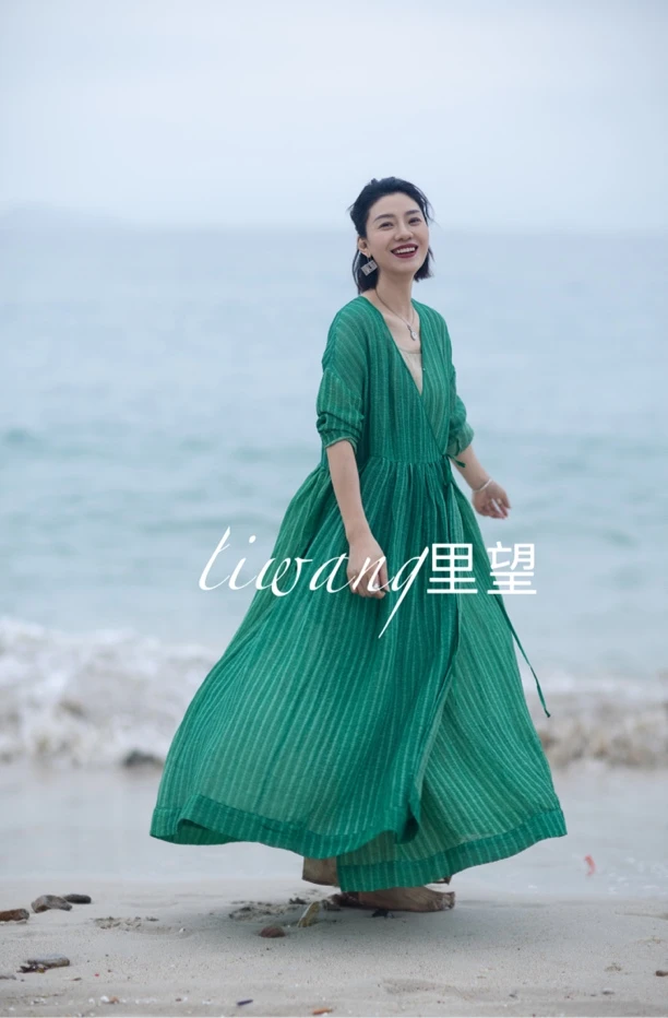 Li Wang/里望2024设计师款 飘逸丝麻炒色薄款蠢秋季法式风衣
