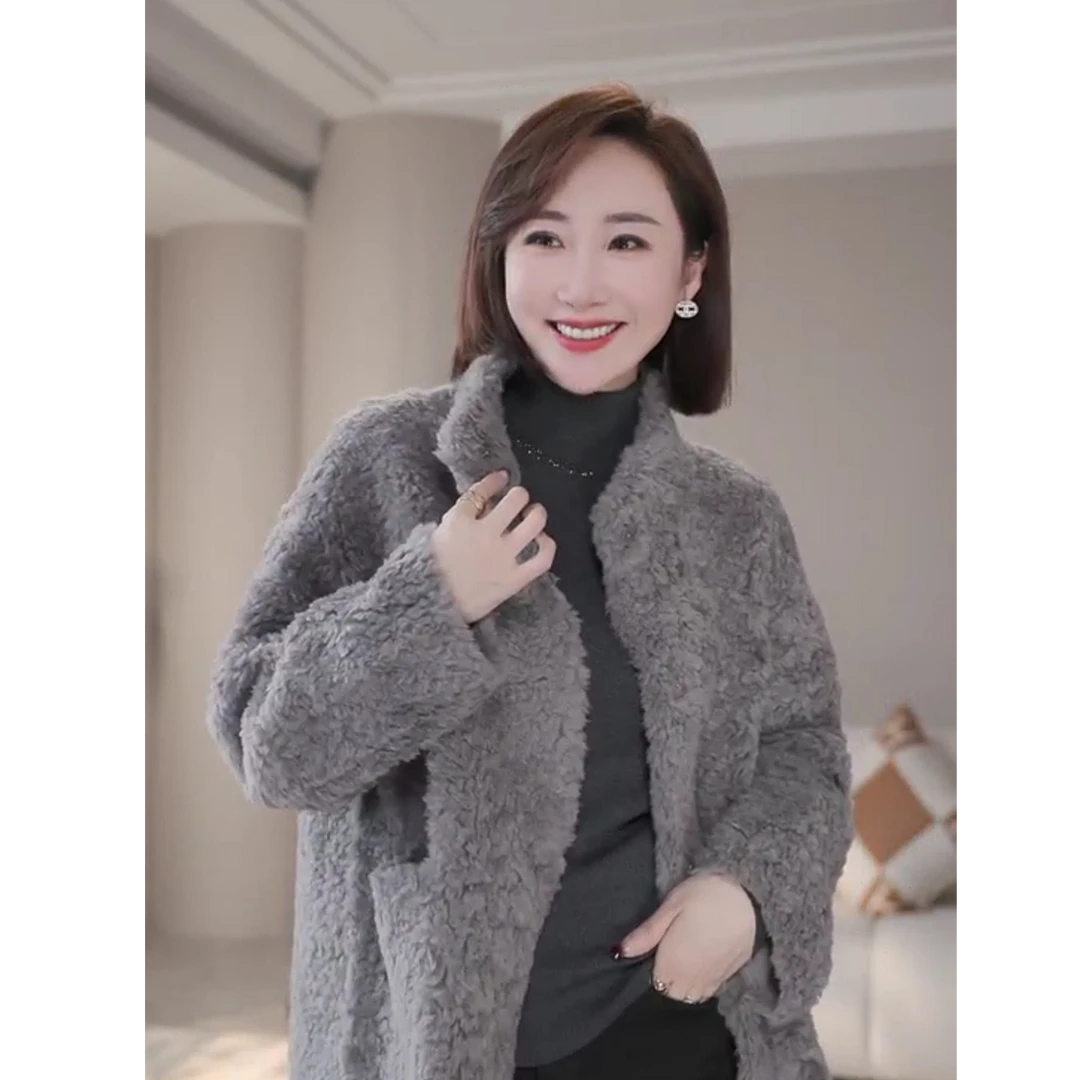 懒惰感中长款羊毛外套时尚气质秋冬宽松LC039-40122253D-W1-LD