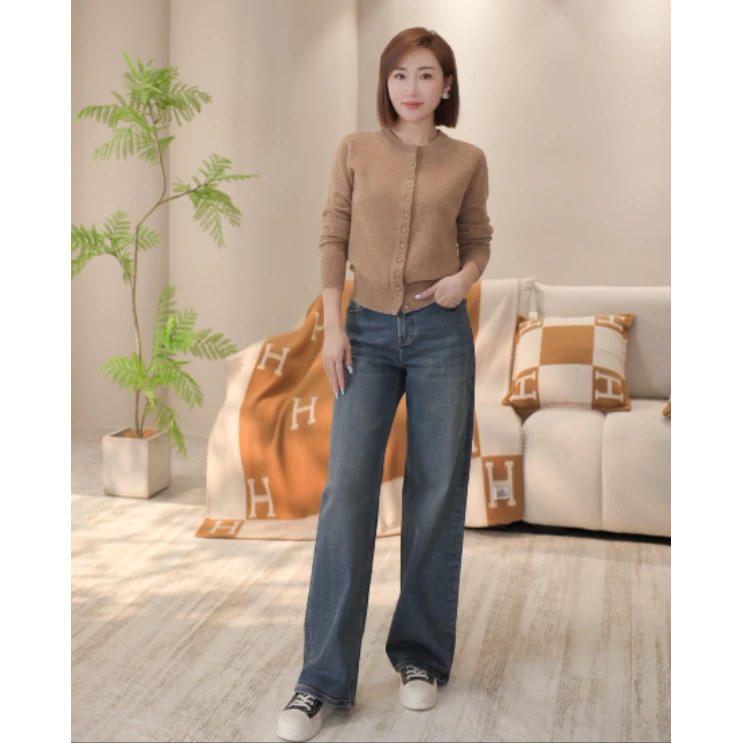 2024秋冬季新款弹力土耳其面料小阔腿牛仔裤大长腿百搭NM015-F908