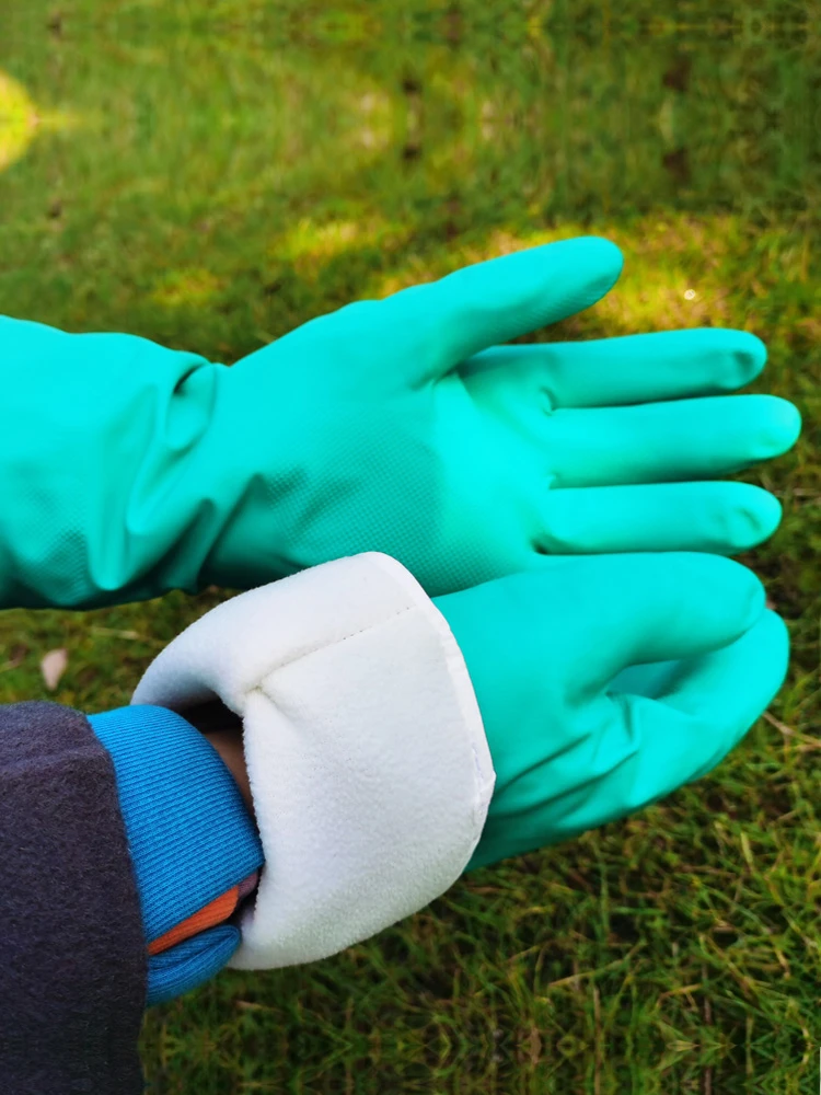 冷库用加厚绒保暖隔热家务食堂刷碗耐油耐酸碱防烫耐磨短丁腈手套