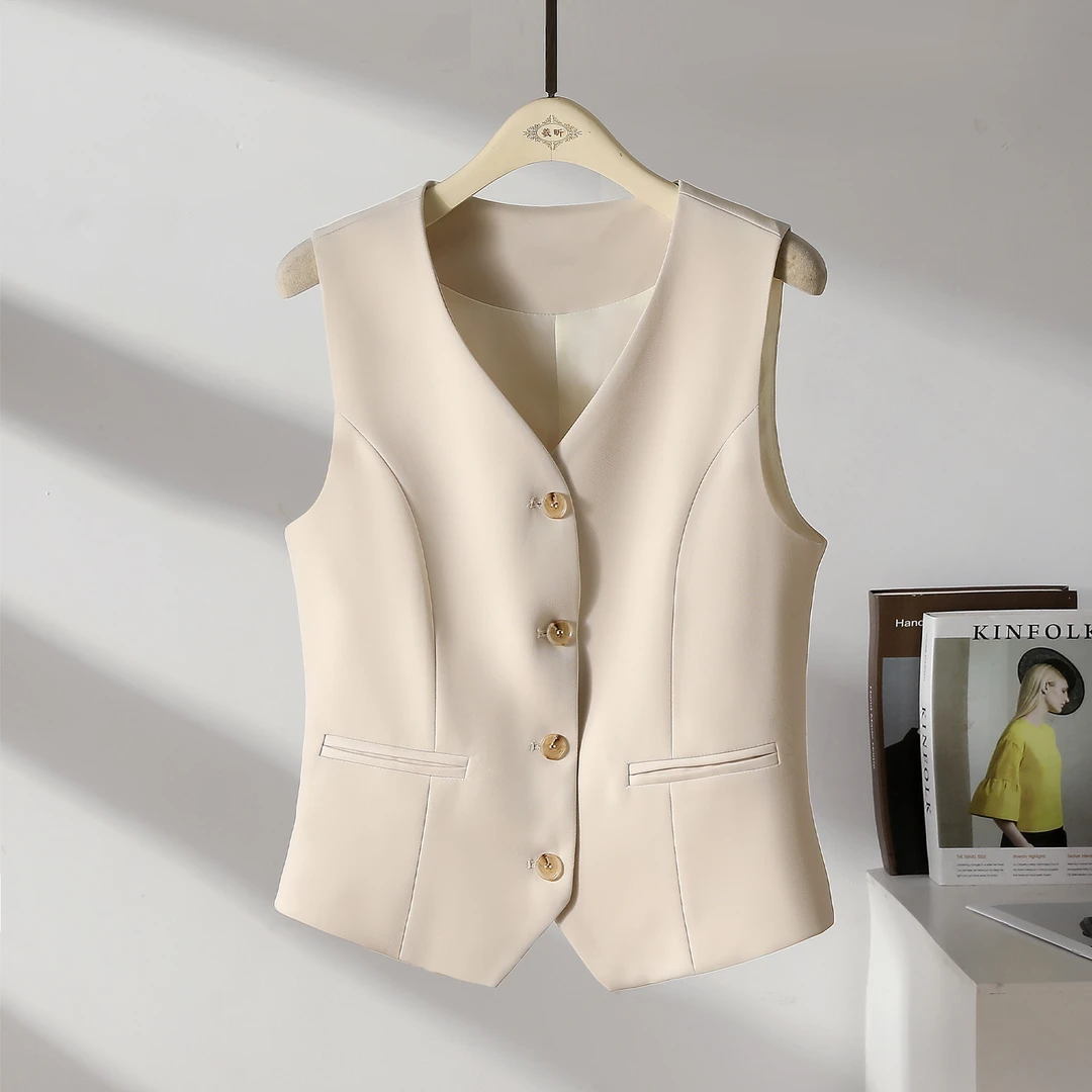 【复古配色】西装马甲2024背心女夏季新款春秋无袖坎肩马甲修身外穿