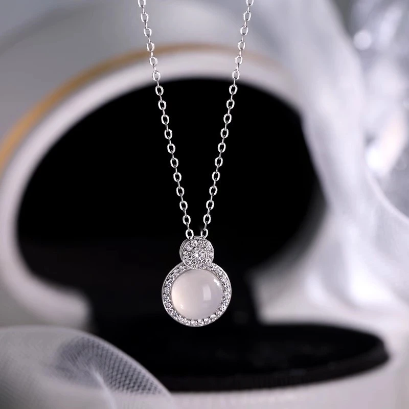 坠链均足银 999纯银葫芦项链女轻奢小众圆形精致送闺蜜生日礼物