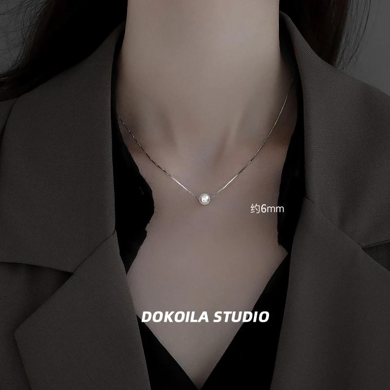 钛钢项链 DOKOILA 仿珍珠项链女轻奢网红款小众高级感气质锁骨链