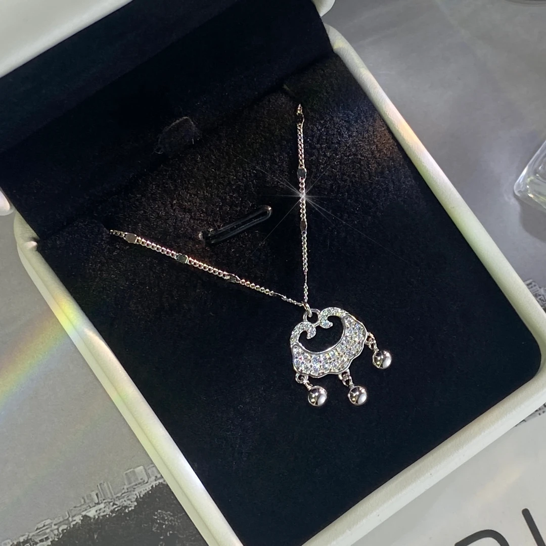 坠链均925银 纯银如意平安锁项链女轻奢小众精致锁骨链情人节礼物