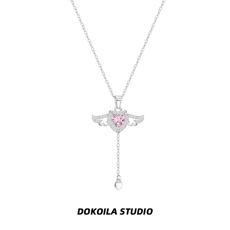 钛钢项链 DOKOILA 丘比特之心项链女天使之翼网红轻奢小众锁骨链
