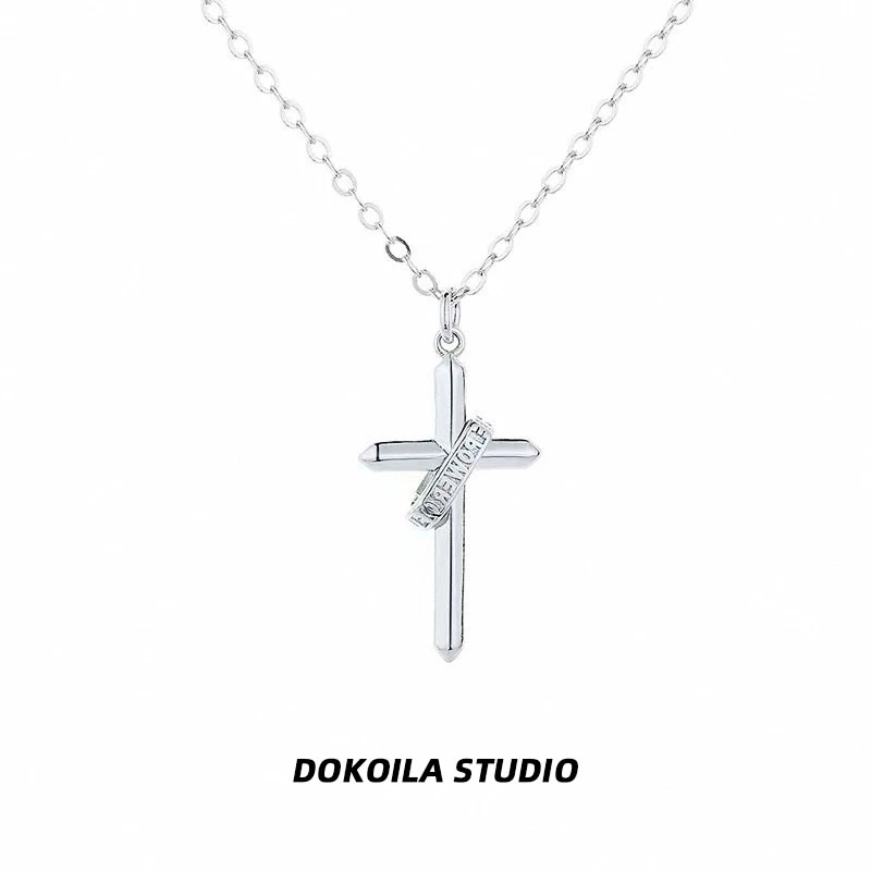 钛钢项链 DOKOILA 十字架项链男女潮轻奢ins风小众设计感锁骨链潮