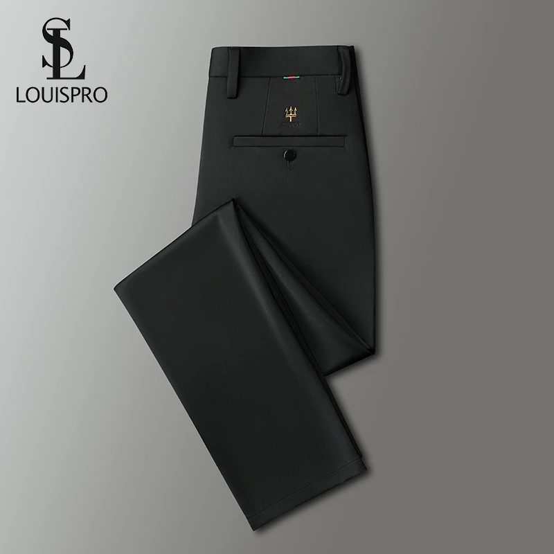 LOUISPRO 春夏季男士高端商务桑蚕丝抗皱轻奢休闲男裤垂感休闲裤