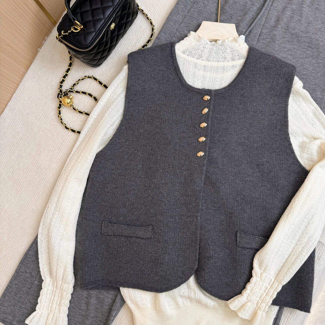 【晴姐】M1452 简约小米扣坎肩马甲